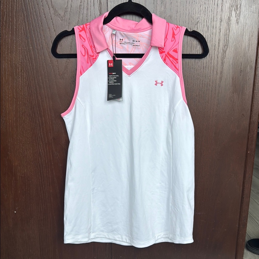 Under Armour Pink and White Athletic Tank